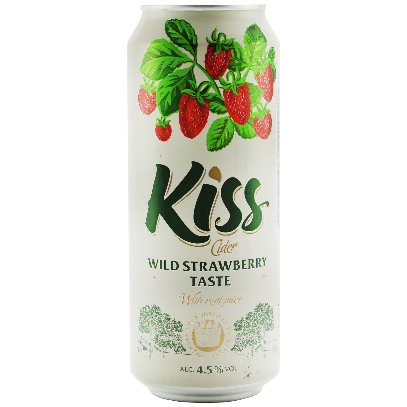 Сидр Kiss зі смаком суниці газований 4,5% 0,5л