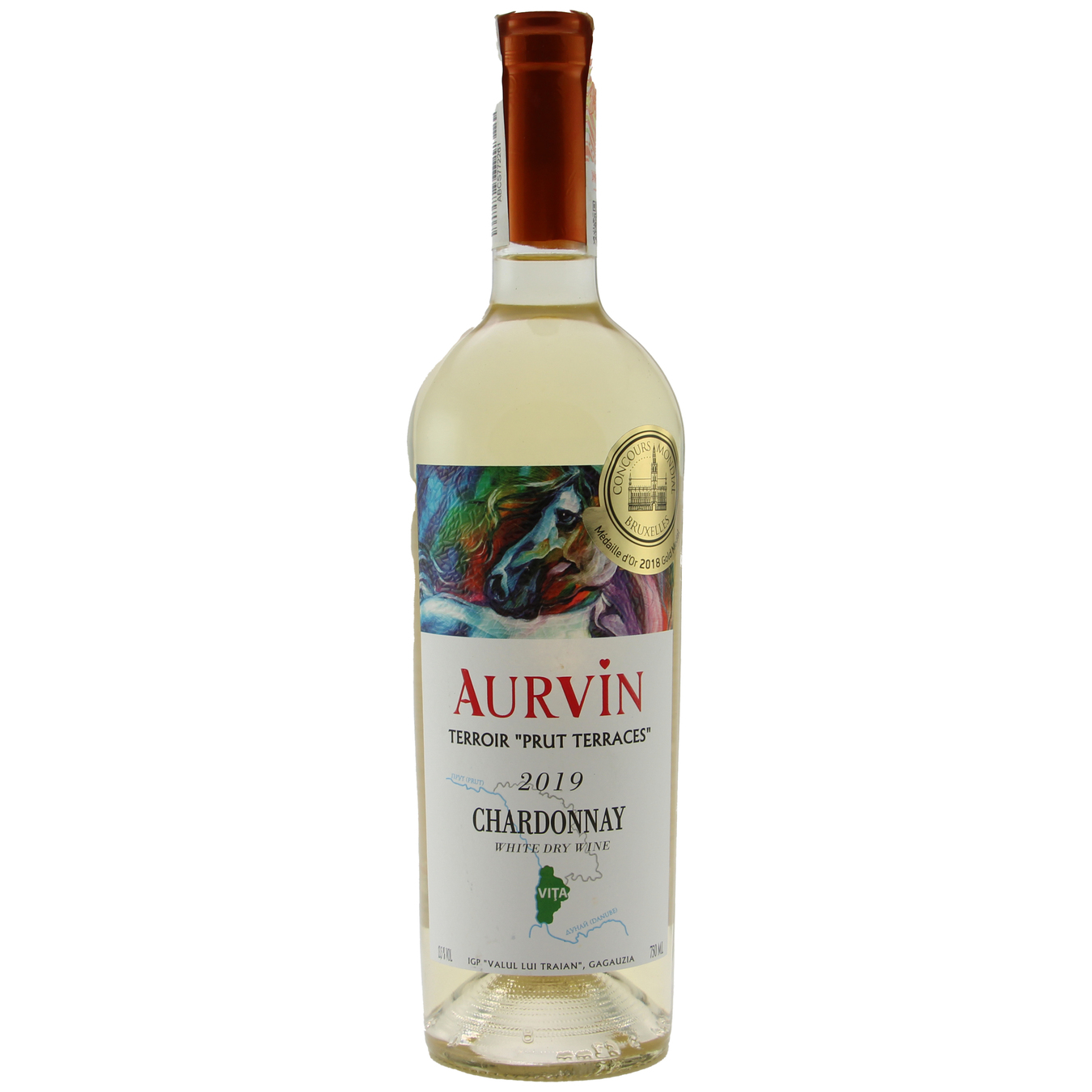 Вино Aurvin Шардоне белое сухое 13,5% 0,75л