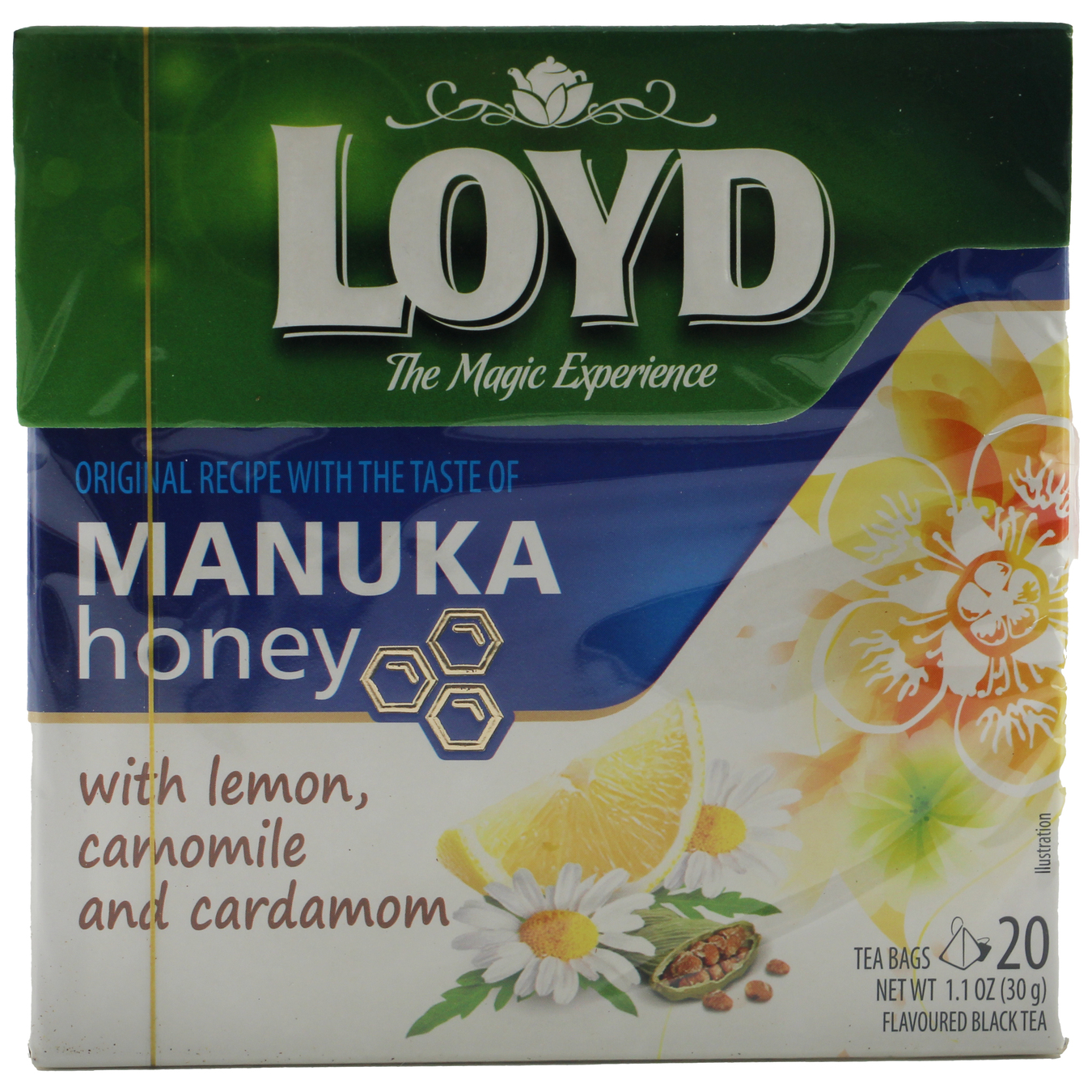 Чай черный Loyd Manuka c лимоном, ромашкой, кардамоном и с ароматом меда 1,5г*20шт
