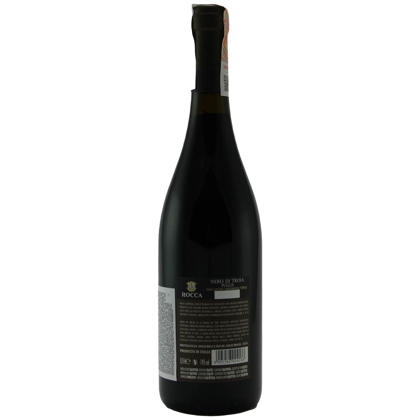 Rocca Nero di Troia Puglia IGT red semi-dry wine 14% 0,75l 2