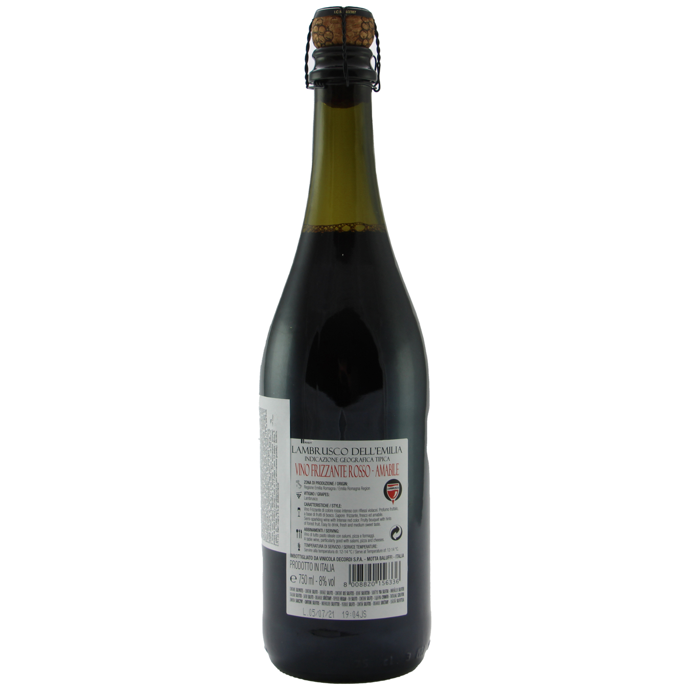 Вино ігристе Vini D`Italia Lambrusco Rosso Amabile Dell`Emilia 8% 0,75л 2