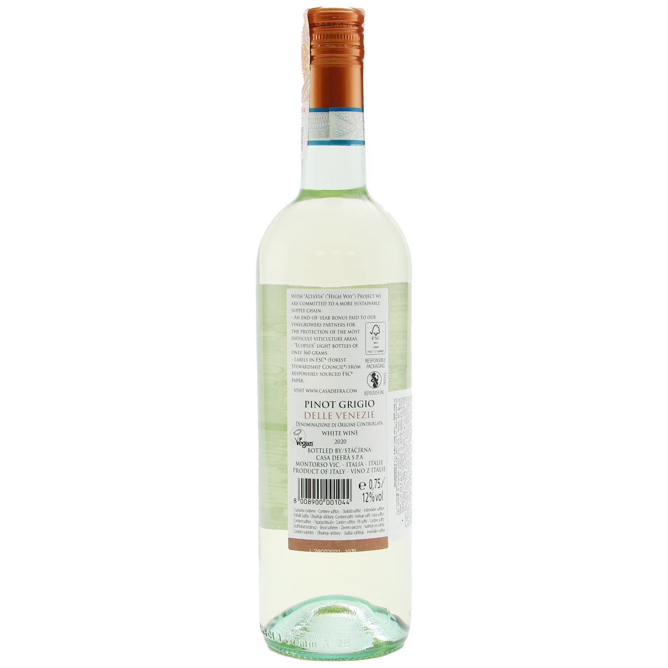 Вино Casa Defra Pinot Grigio Delle Venezie IGT белое полусладкое 12,5% 0,75л 2