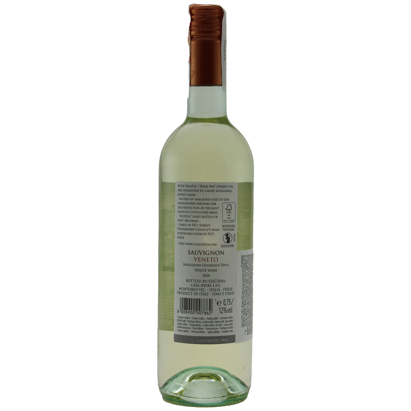 Вино Casa Defra Sauvignon Trevenezie біле напівсолодке 12% 0,75л 2