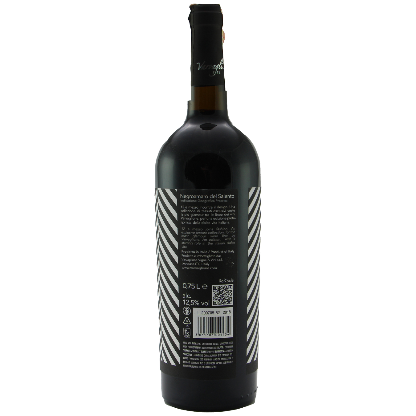Вино 12 E Mezzo Fashion Edition Negroamaro del Salento IGP красное полусухое 12,5% 0,75л 2