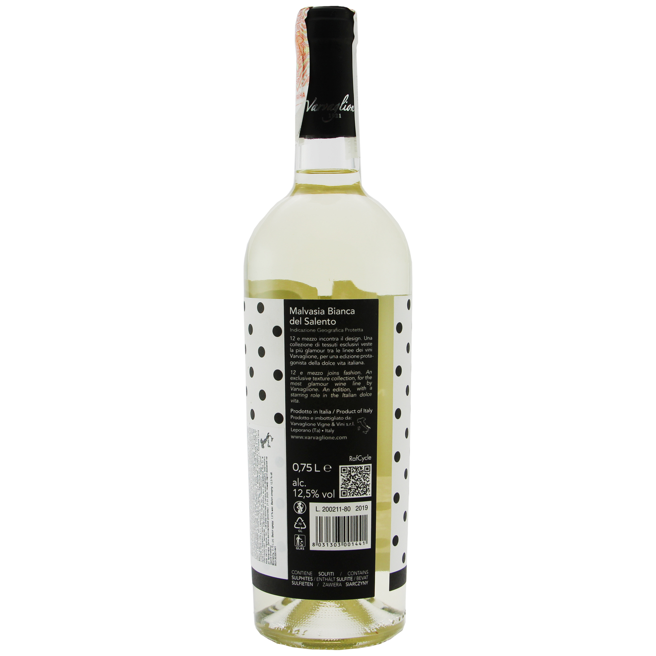 Вино 12 E Mezzo Fashion Edition Malvasia del Salento IGP белое сухое 12,5% 0,75л 2