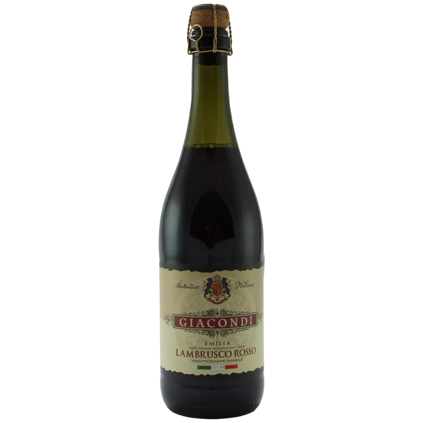 Вино игристое Giacondi Frizzante Lambrusco Rosso Amabile Emilia красное полусухое 7,5% 0,75л