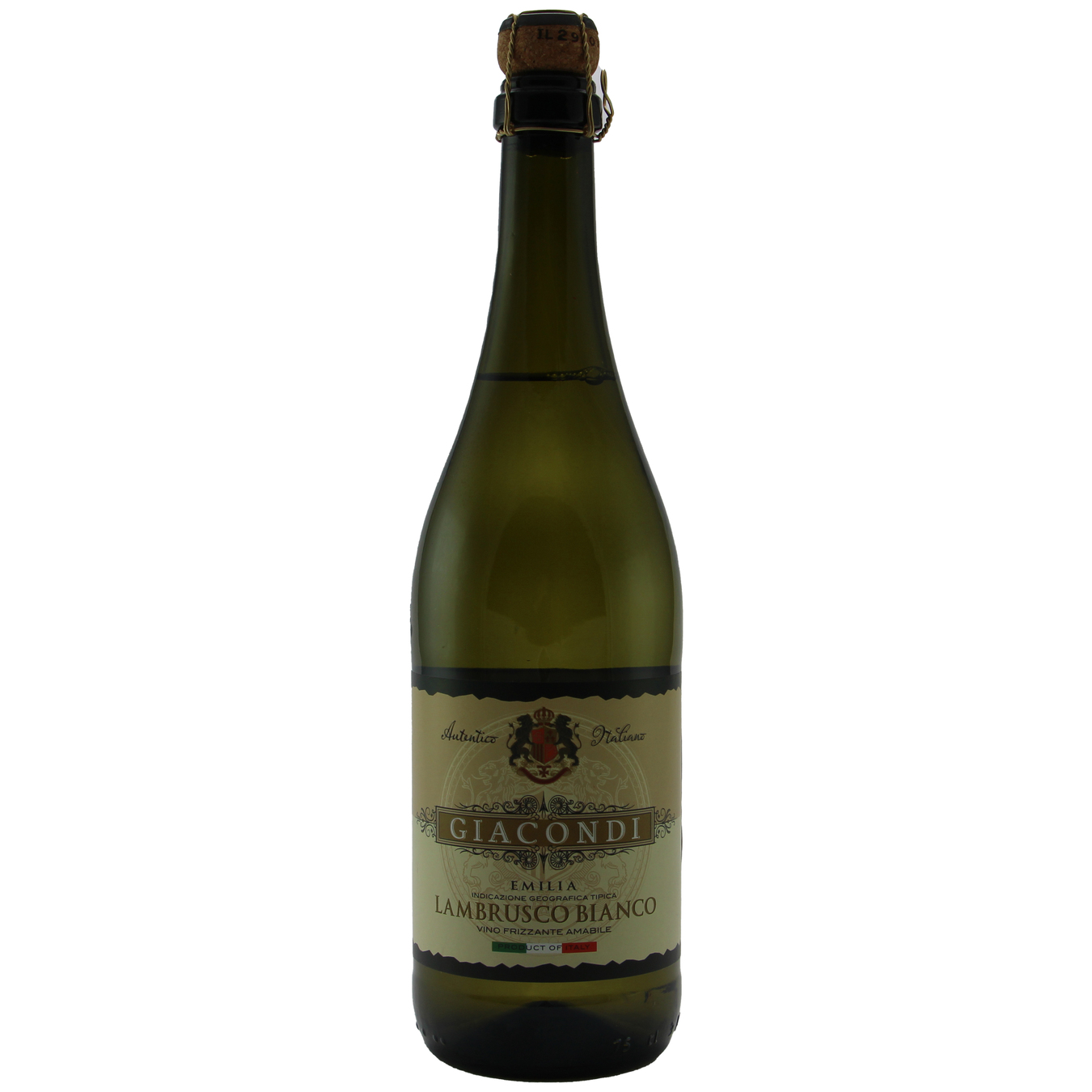Вино Giacondi Frizzante Lambrusco Bianco Amabile Emilia ігристе біле напівсухе 7,5% 0,75л