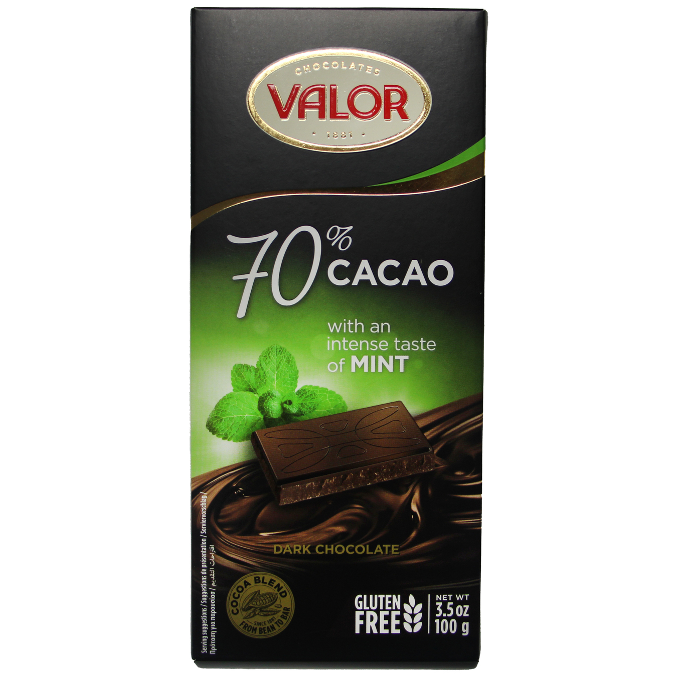 Шоколад черный Valor с мятой 70% 100г
