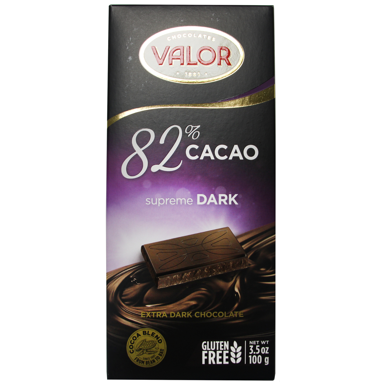Black Chocolate Valor 82% 100g