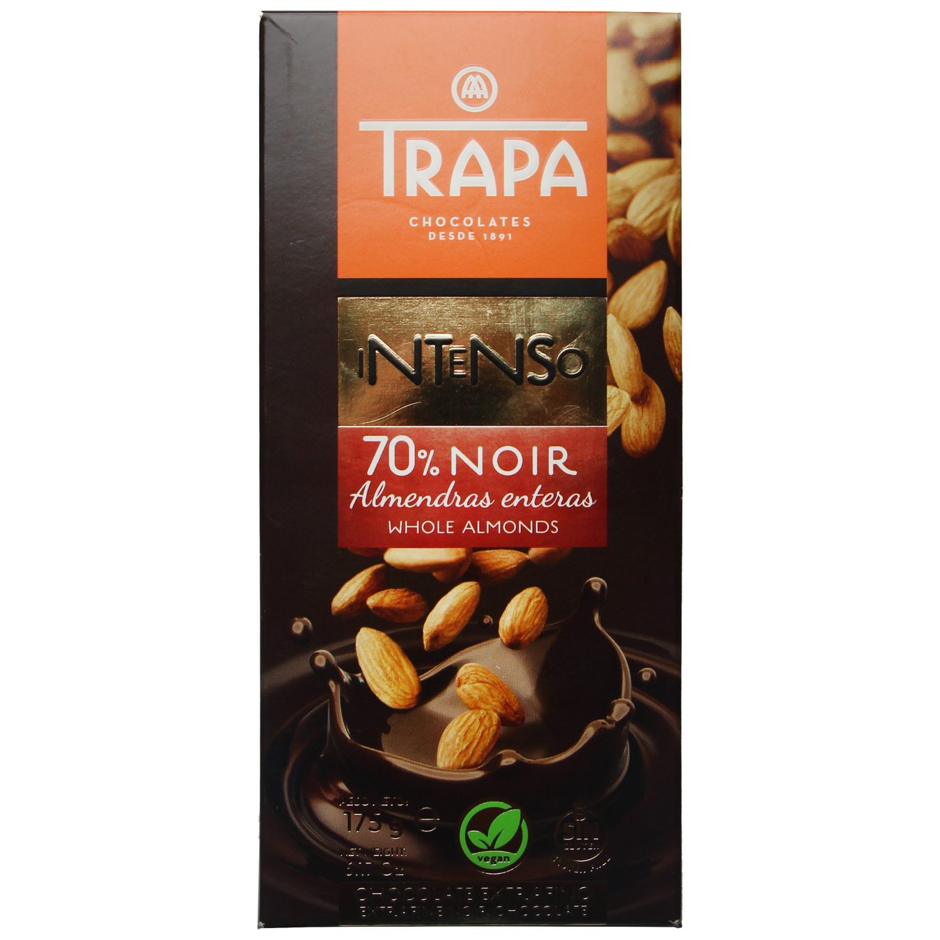 Шоколад темний Trapa Intenso з мигдалем 70% 175г