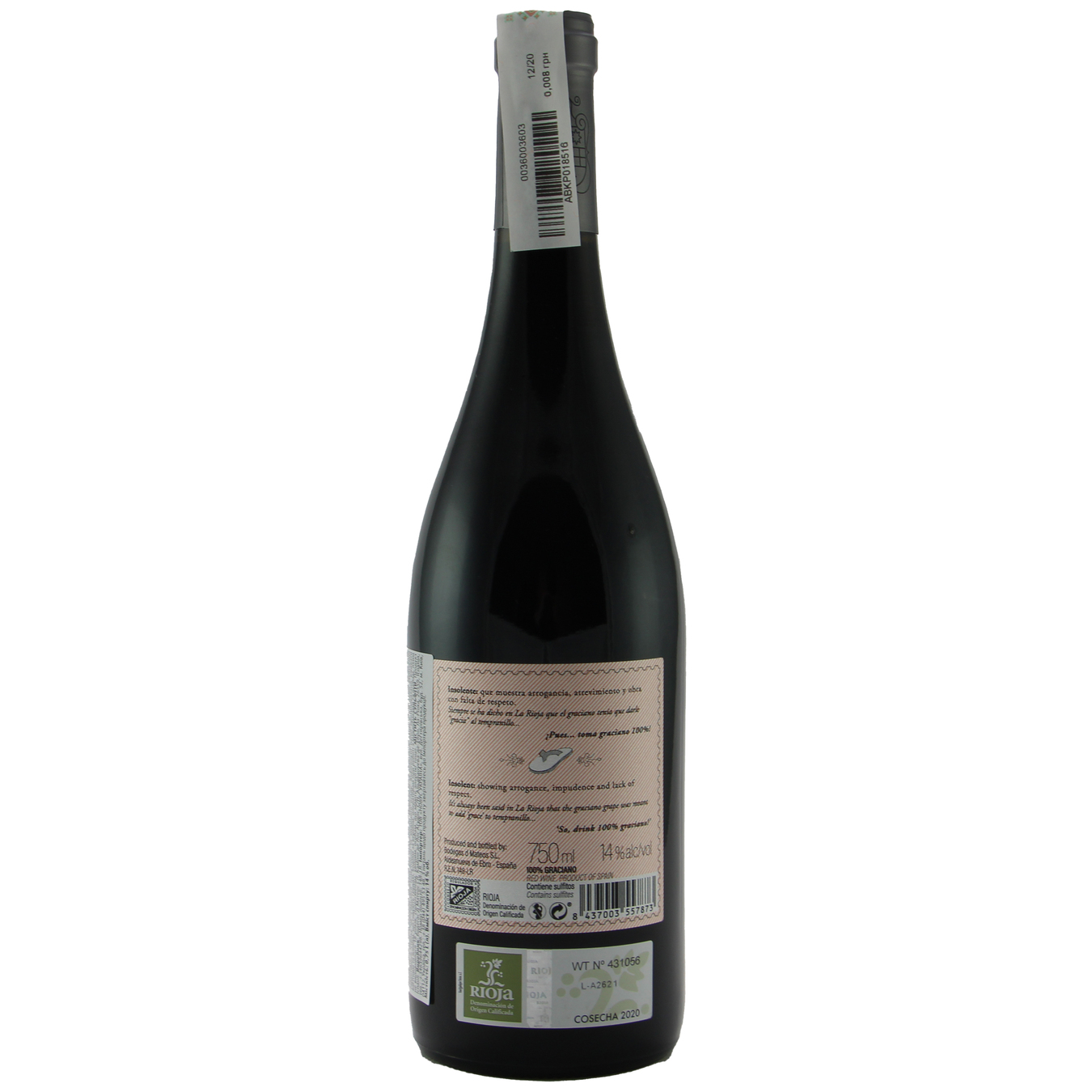 Вино Insensato Graciano красное сухое 14% 0,75л 2