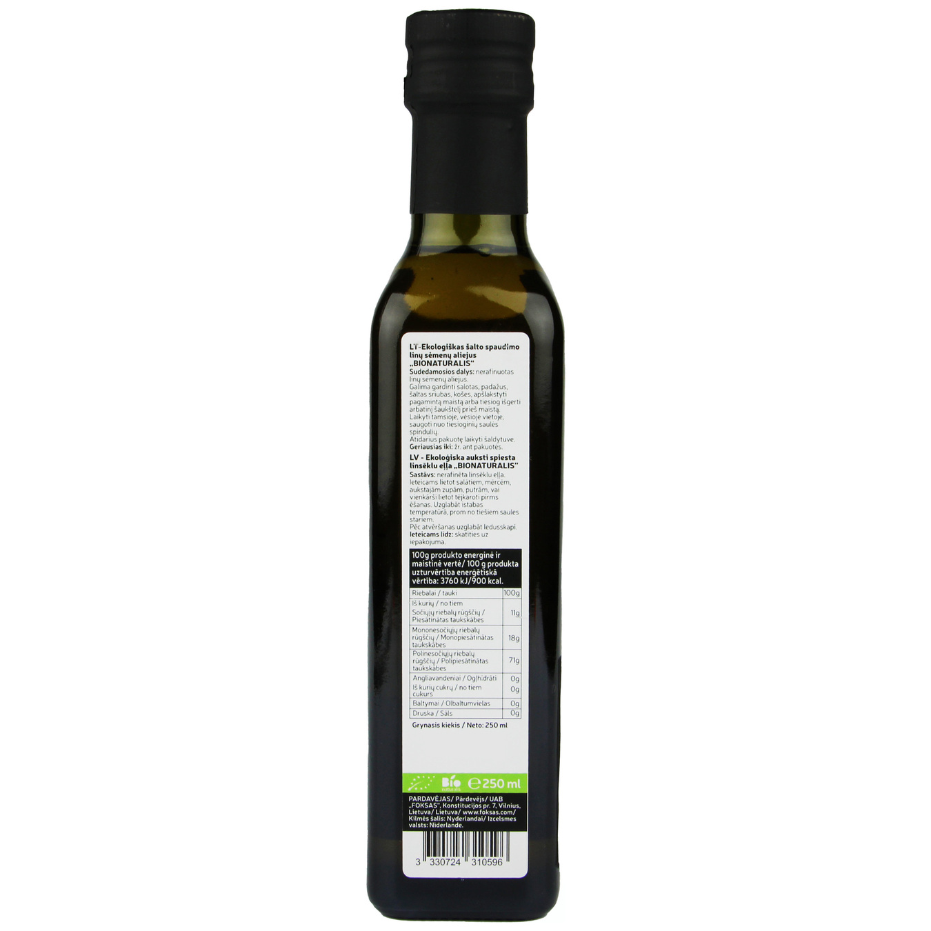 Bionaturalis Organic Flaxseed Oil 230ml 2
