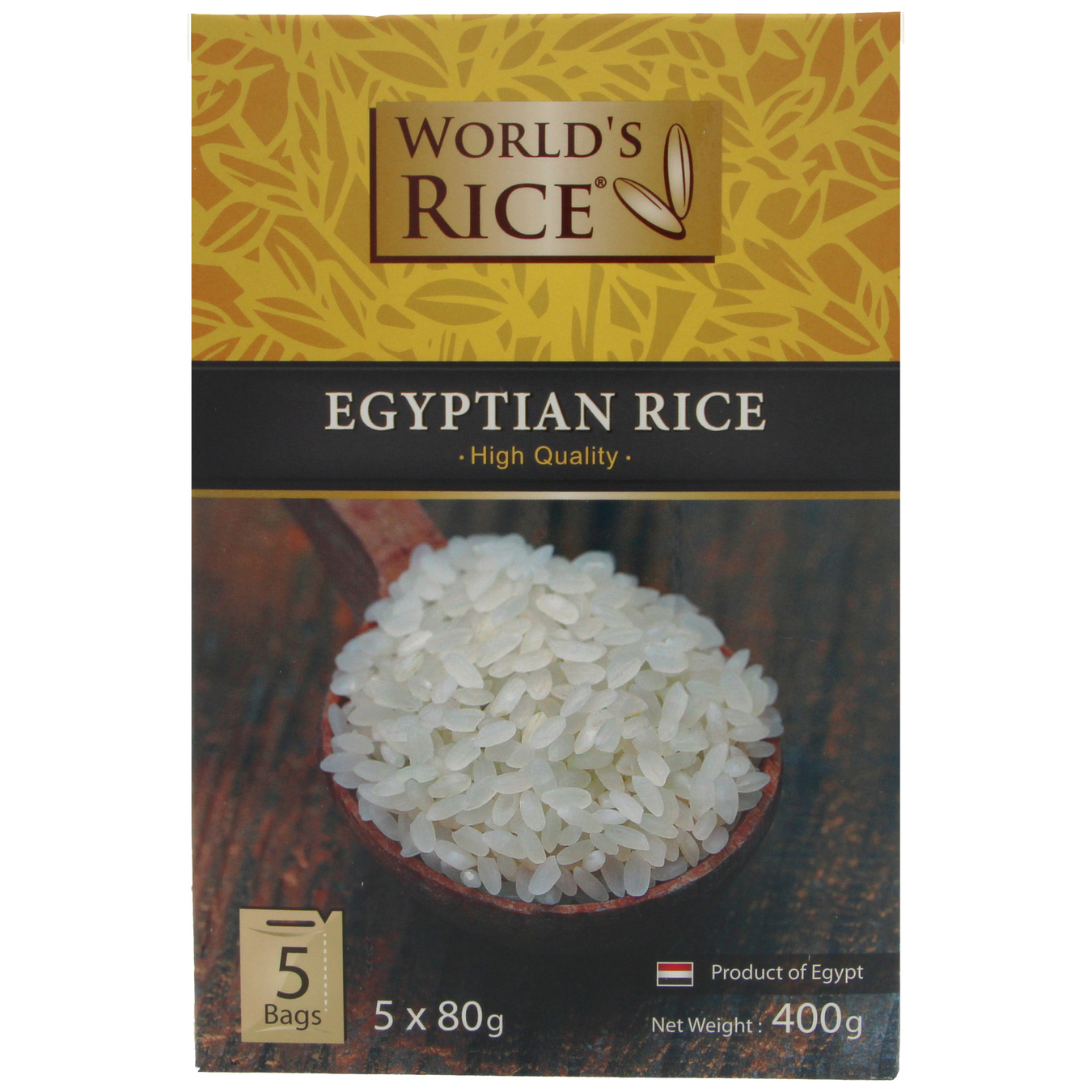 Рис World's Rice єгипетський круглозернистий шліфований в пакетиках 400г