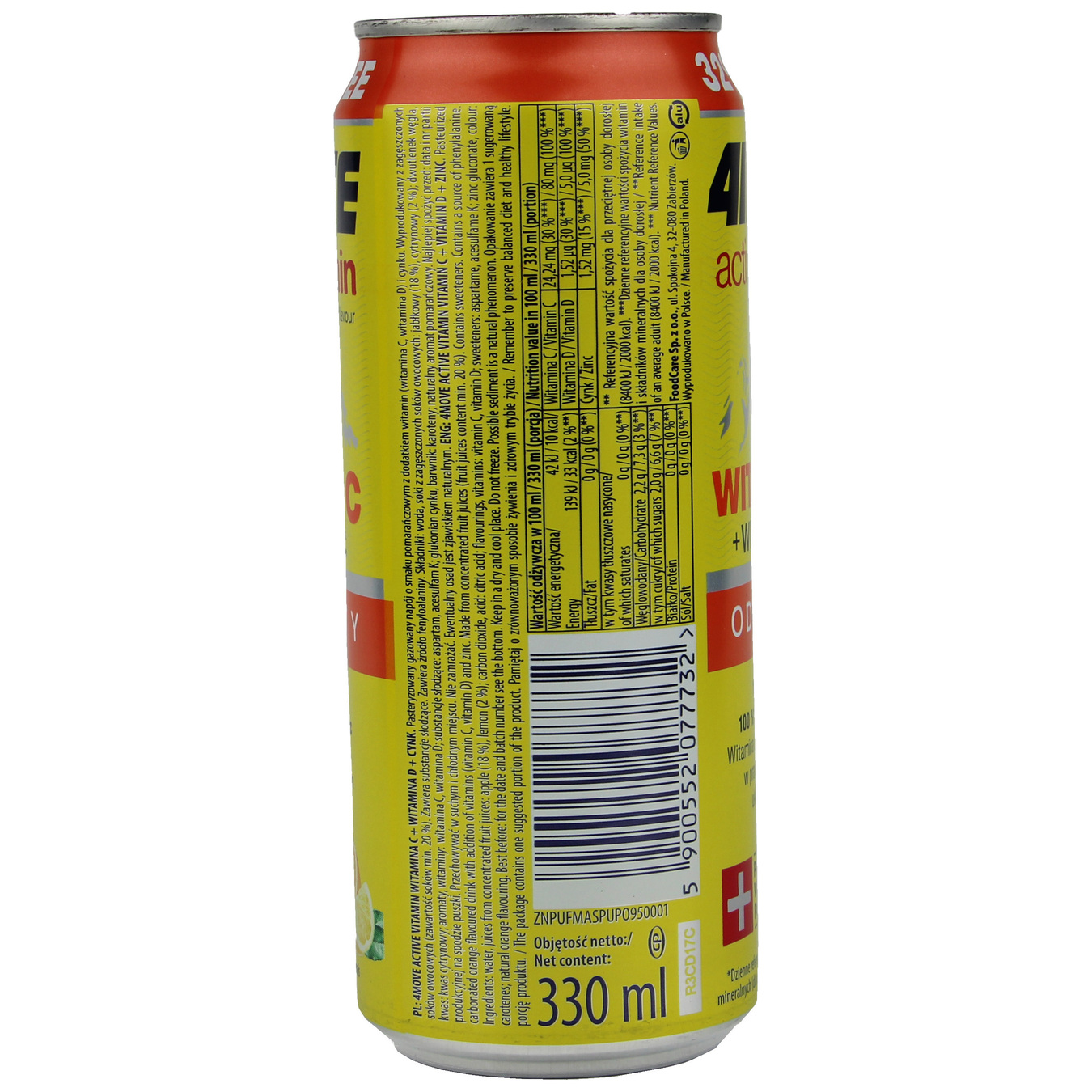 Alcohol-Free Non-Carbonated Drink 4Move Active Orange with added vitamins 0,33l 2