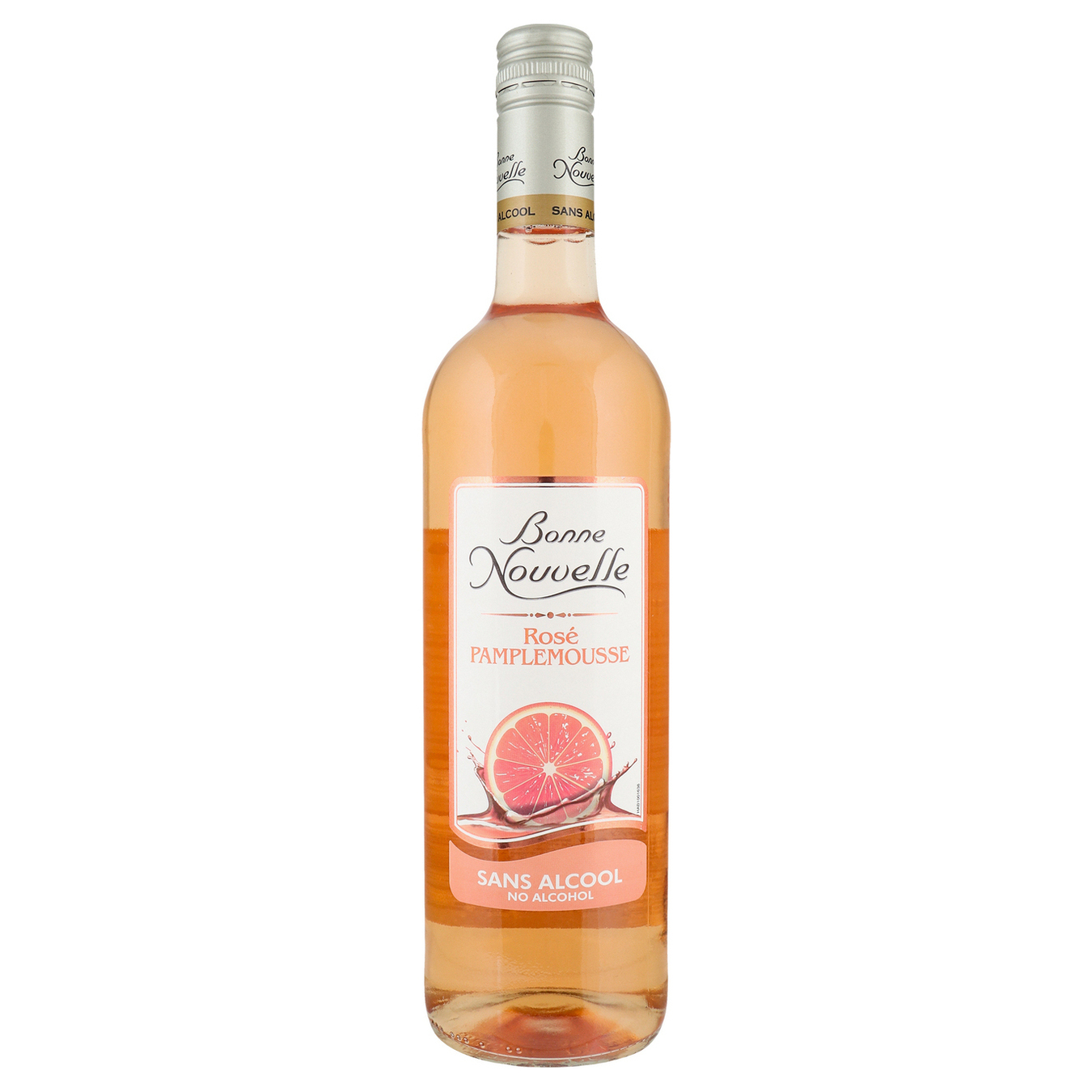 Напій безалкогольний на основі вина Bonne Nouvelle рожевий напівсолодкий з ароматом грейпфруту 0,75л