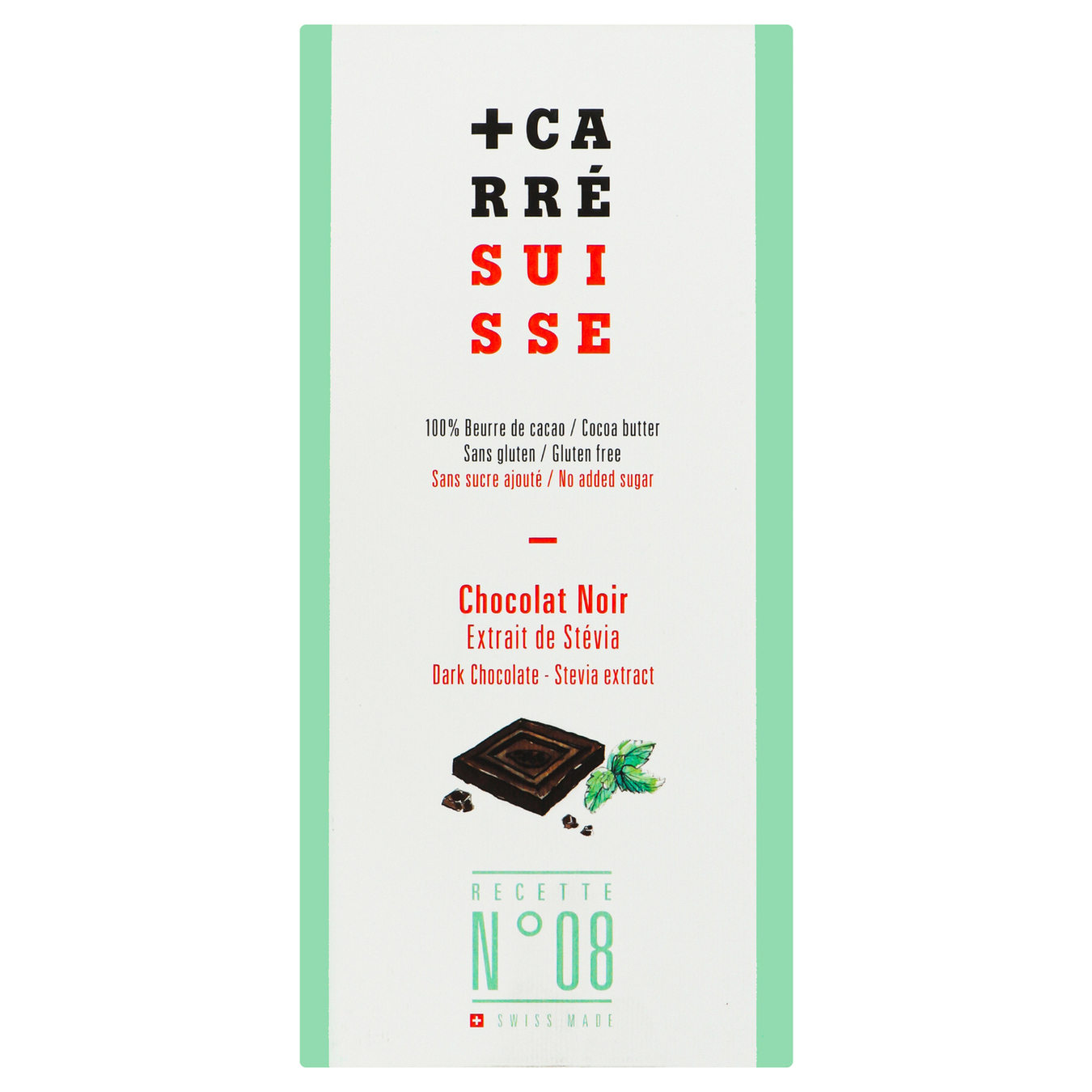 Black Chocolate Carre Suisse With Sweeteners 100g