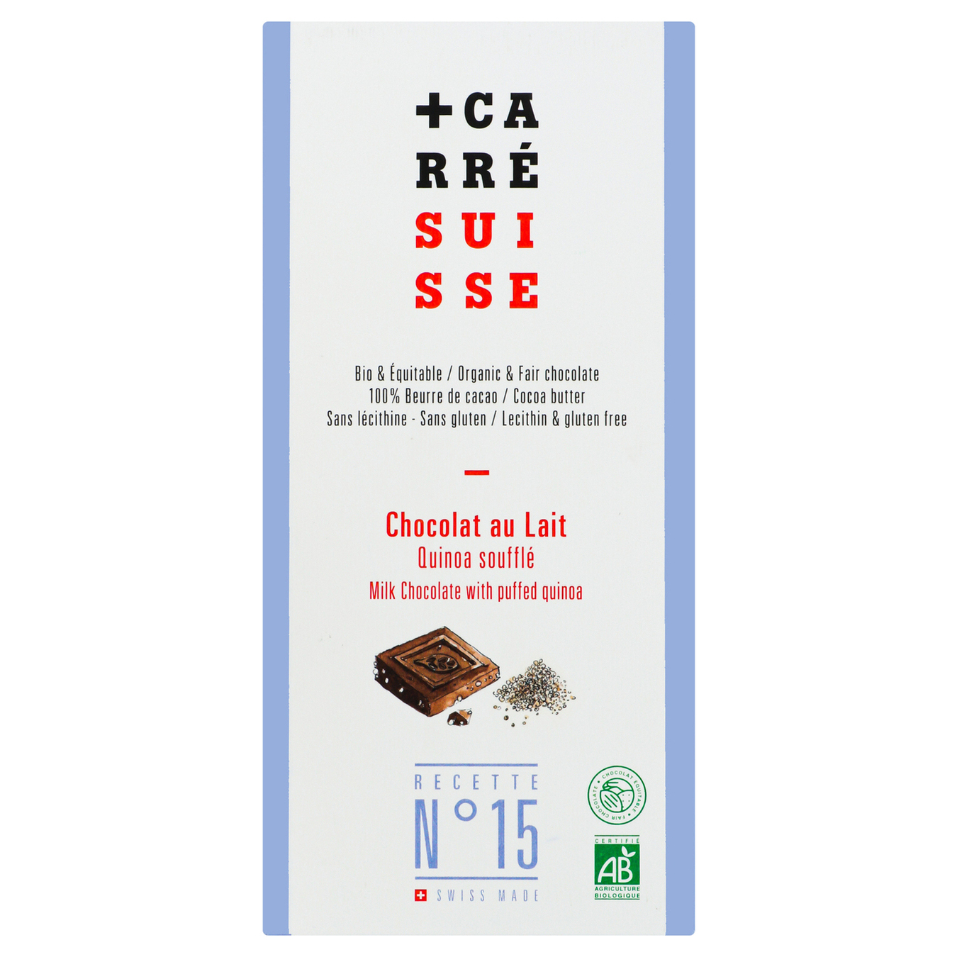 Milk Chocolate Carre Suisse Guerande With Airy Quinoa 100g