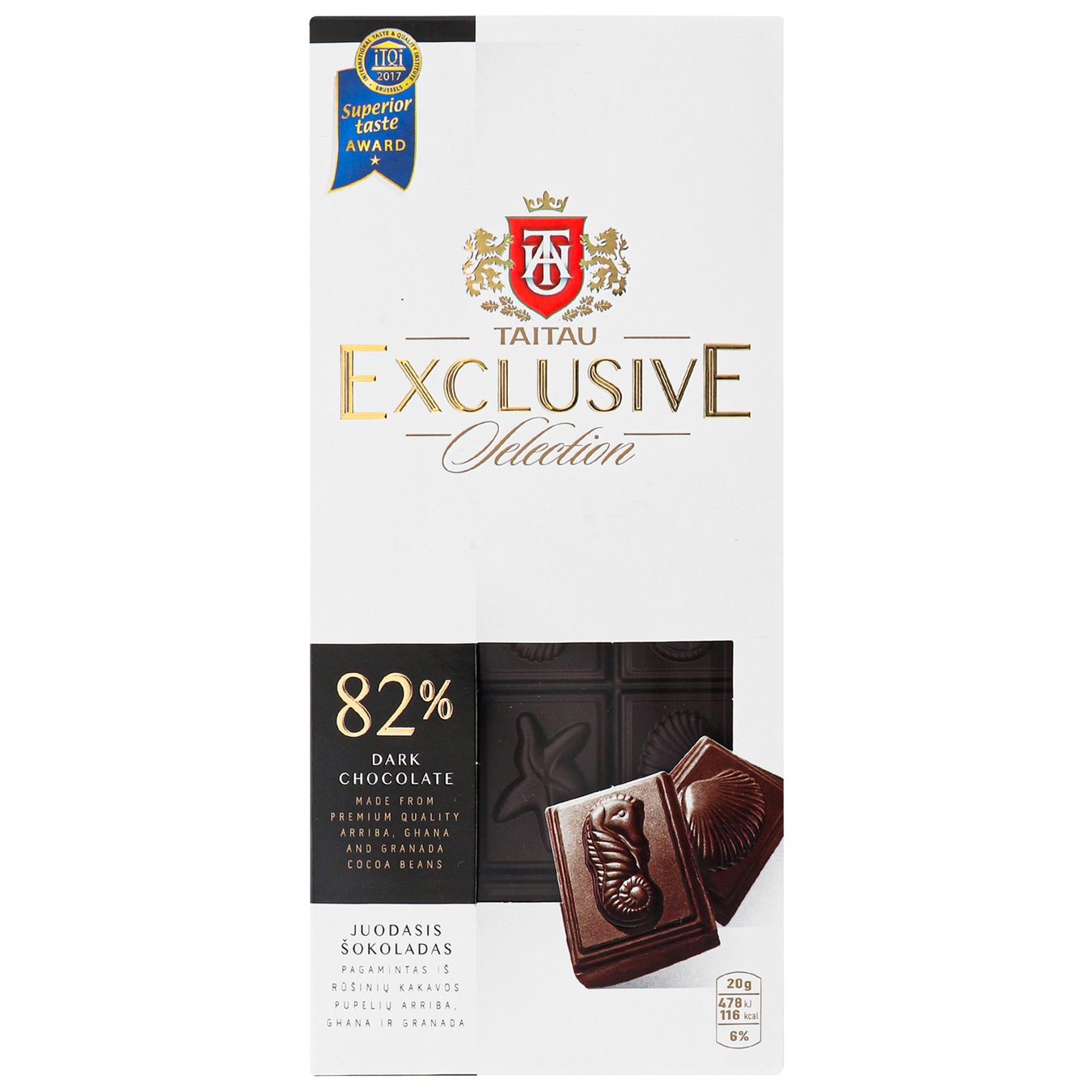 Шоколад Meskenas Tai Tau Exclusive чорний 82% 100г