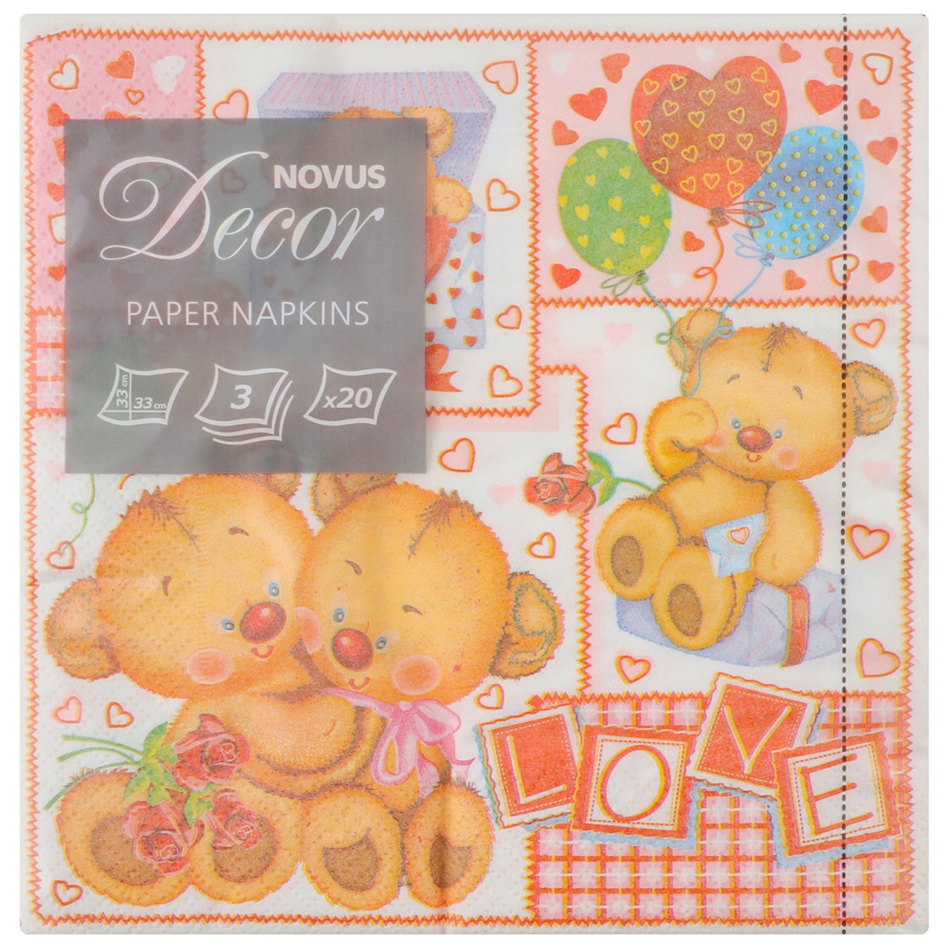 Novus Paper Napkins With Drawing 3-Layer 33x33cm 20pcs