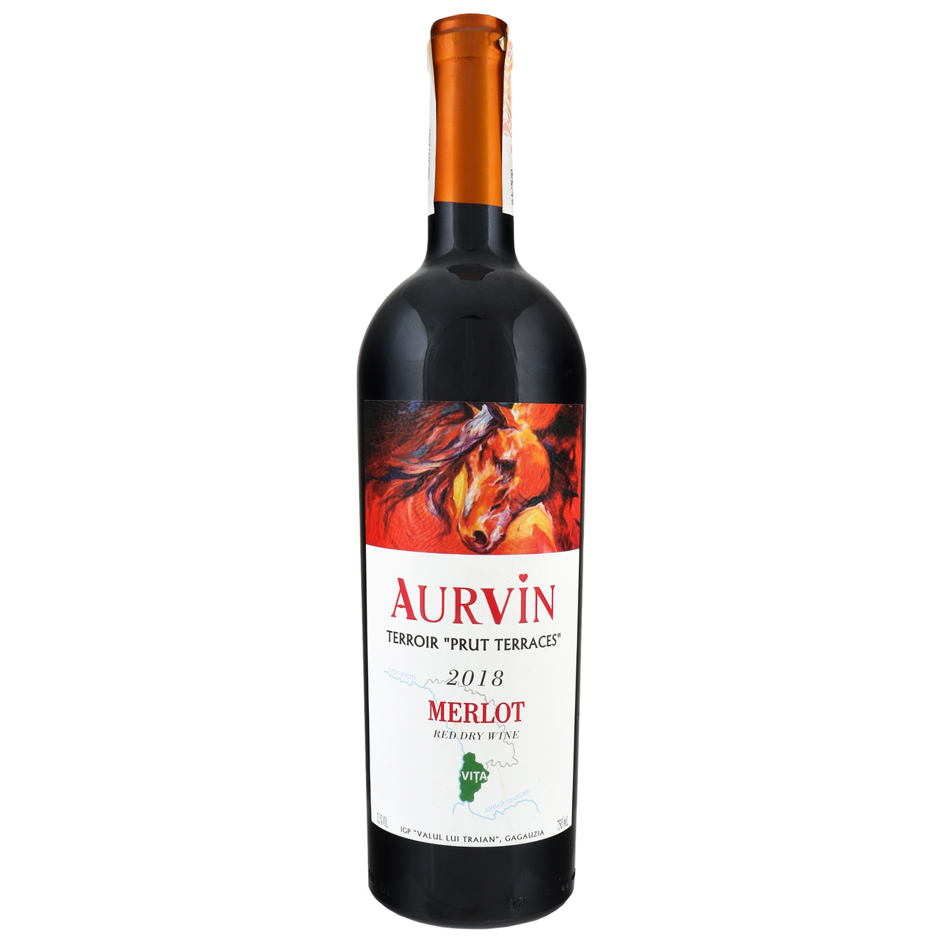 Вино Aurvin Merlot Terroir Prut Terraces красное сухое 13,5% 0,75л