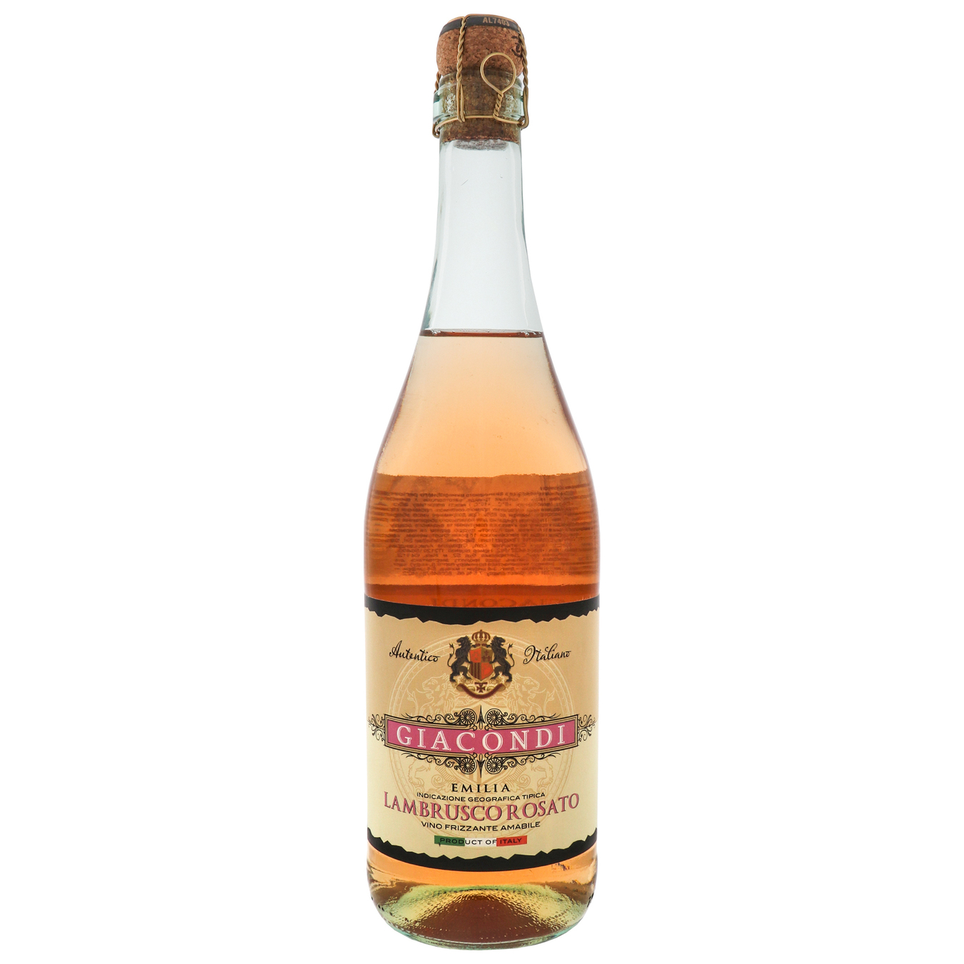 Вино ігристе Giacondi Lambrusco рожеве напівсолодке 7,5% 0,75л