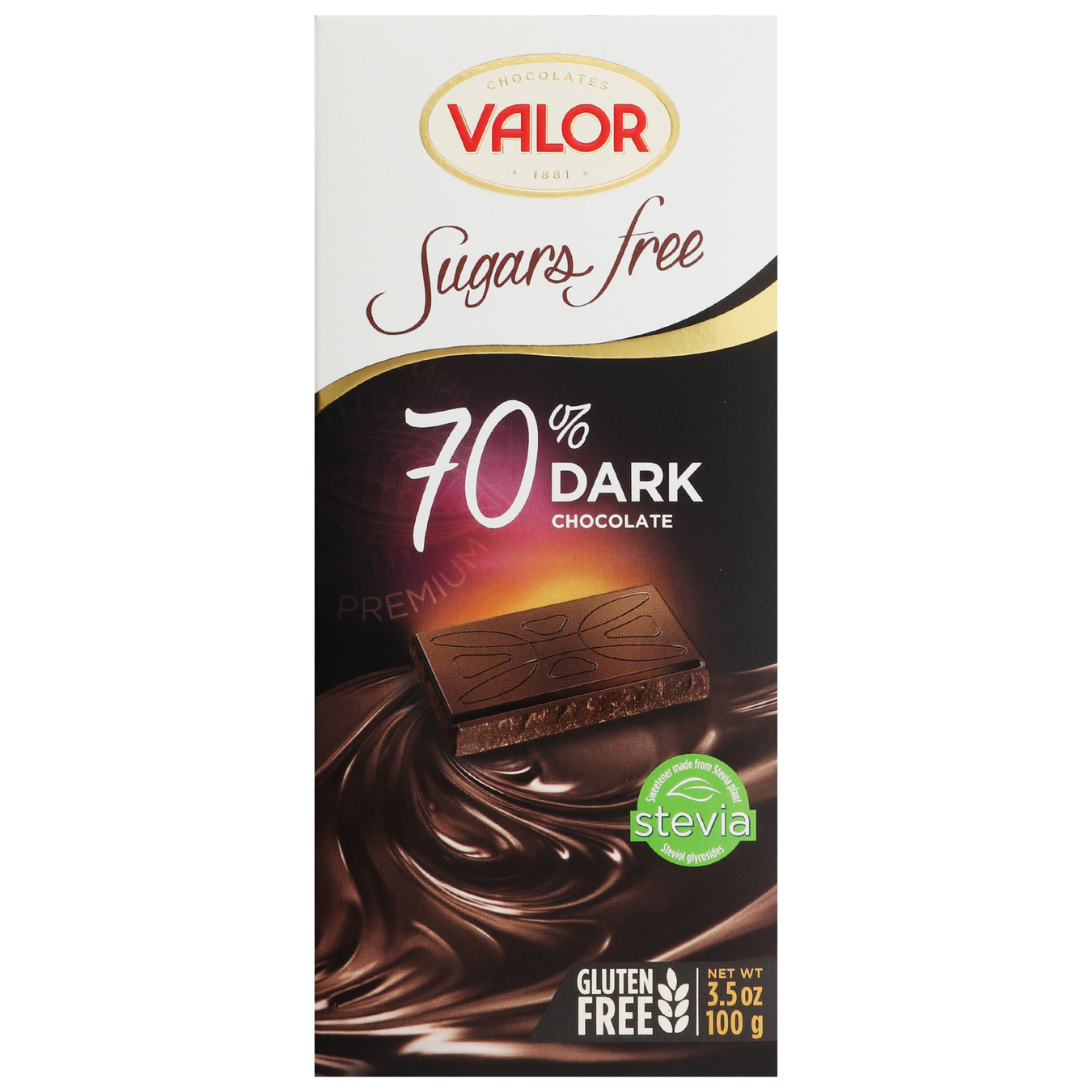 Шоколад Valor чорний без цукру 100г