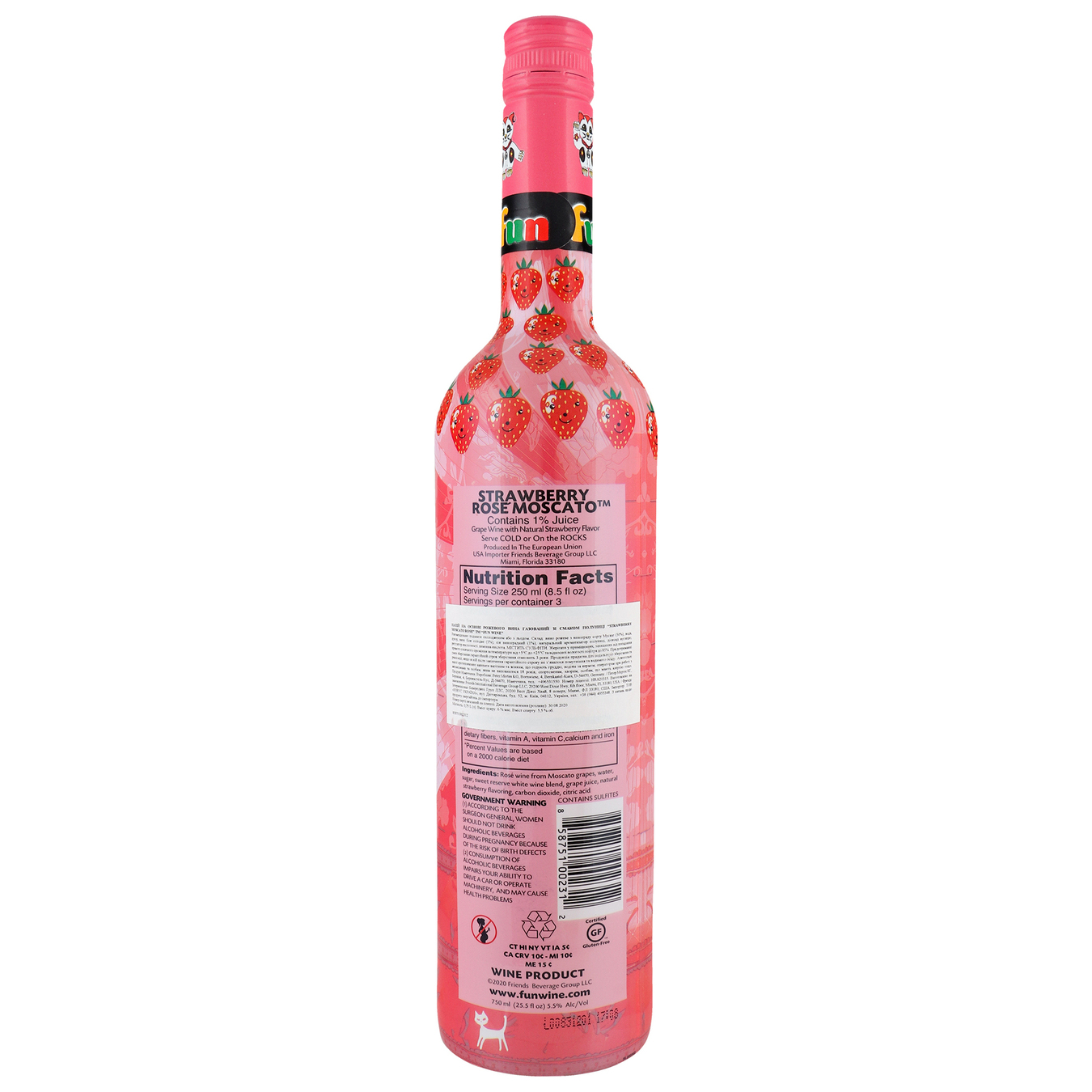 Carbonated Drink Based On pink Wine Moscato Strawberry 5,5% 750ml 2
