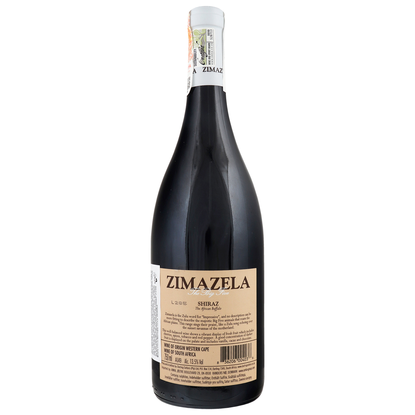 Вино Zimazela Big Five Collection Shiraz красное сухое 13.5% 0,75л 2