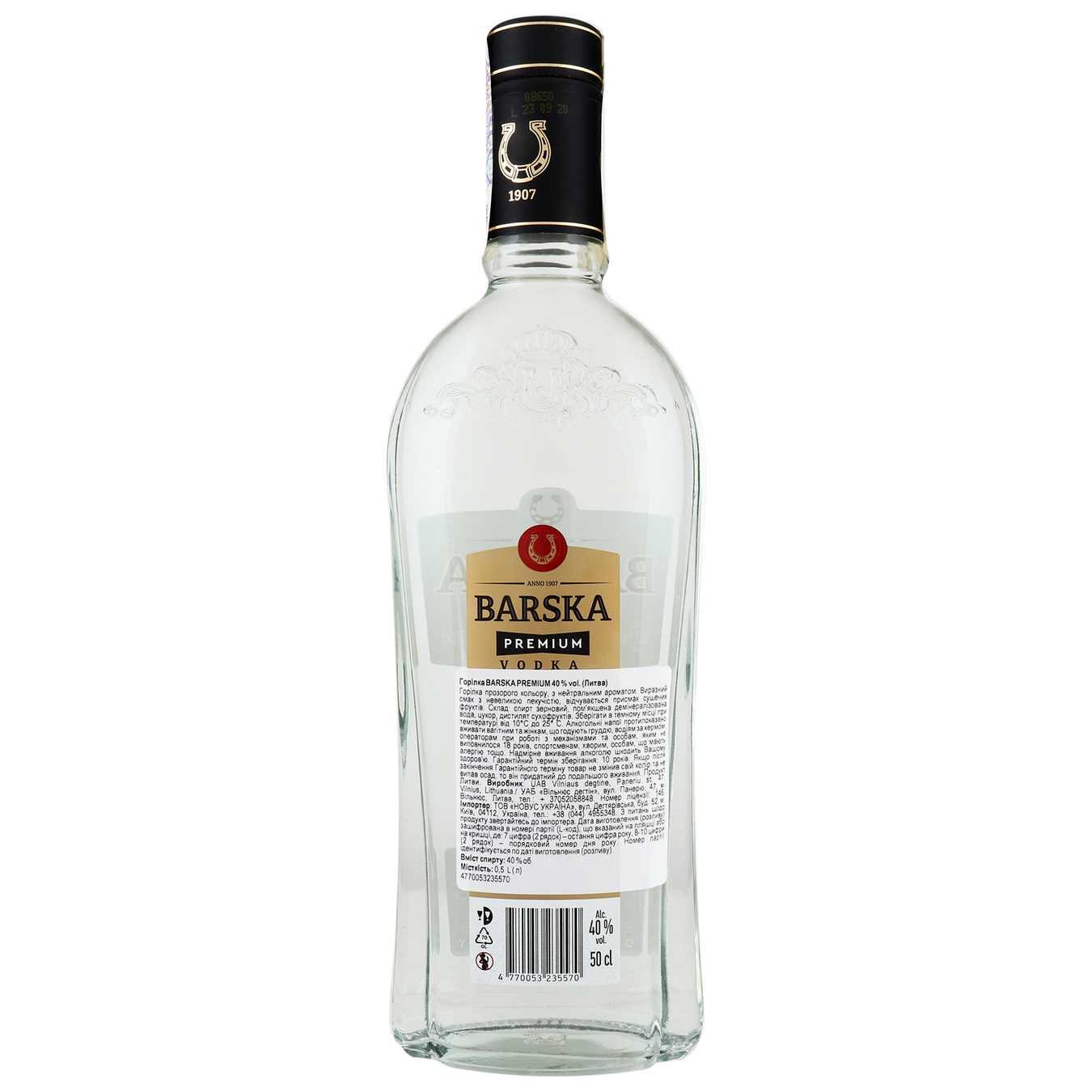 Vodka Barska Premium 40% 0,5l 2