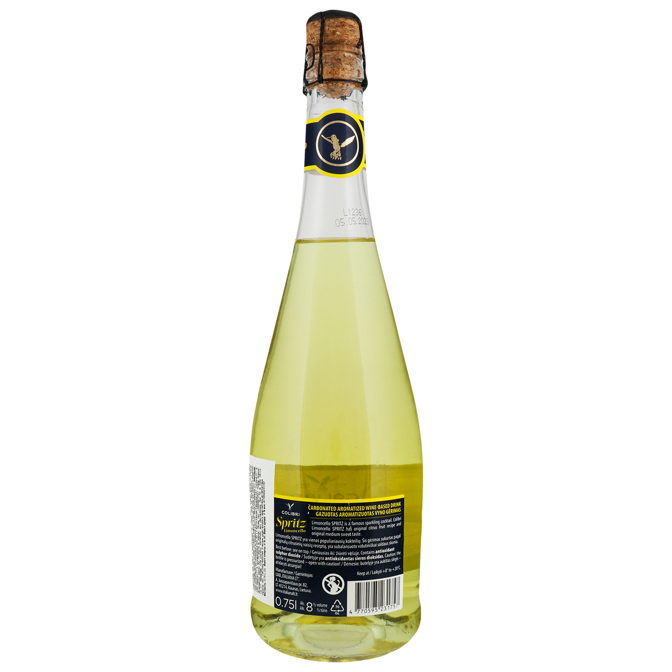 Напиток винный игристый Colibri Limoncello Spritz 8% 0,75л 2