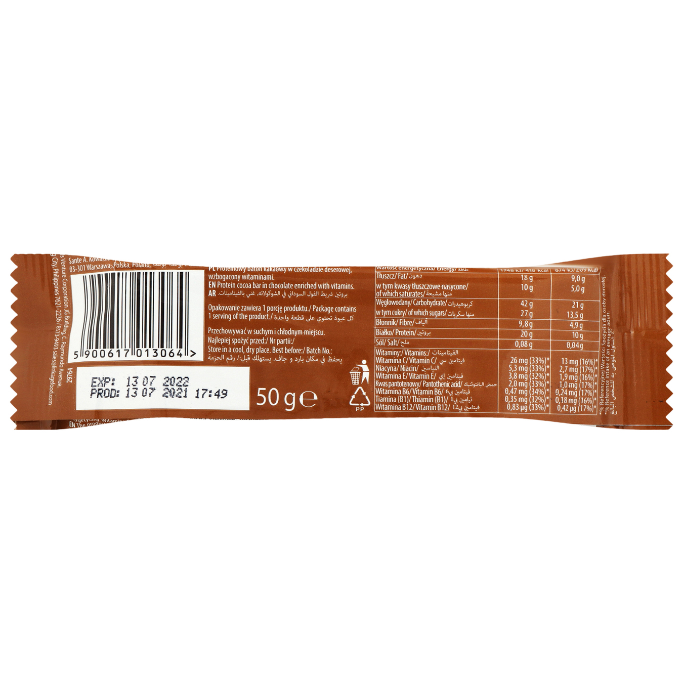 Go On With Cocoa And Chocolate Protein Bar 50g 2
