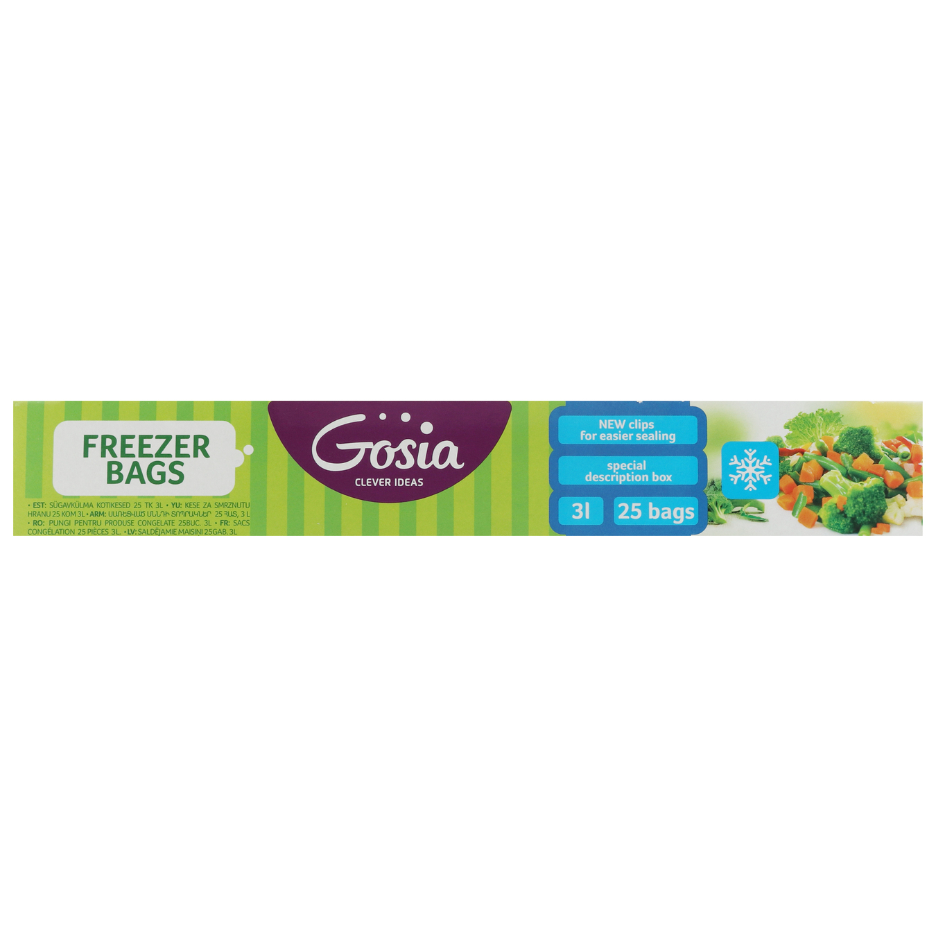 Gosia With Clamps Freezer Bags 250mmx330mmx3l 25шт