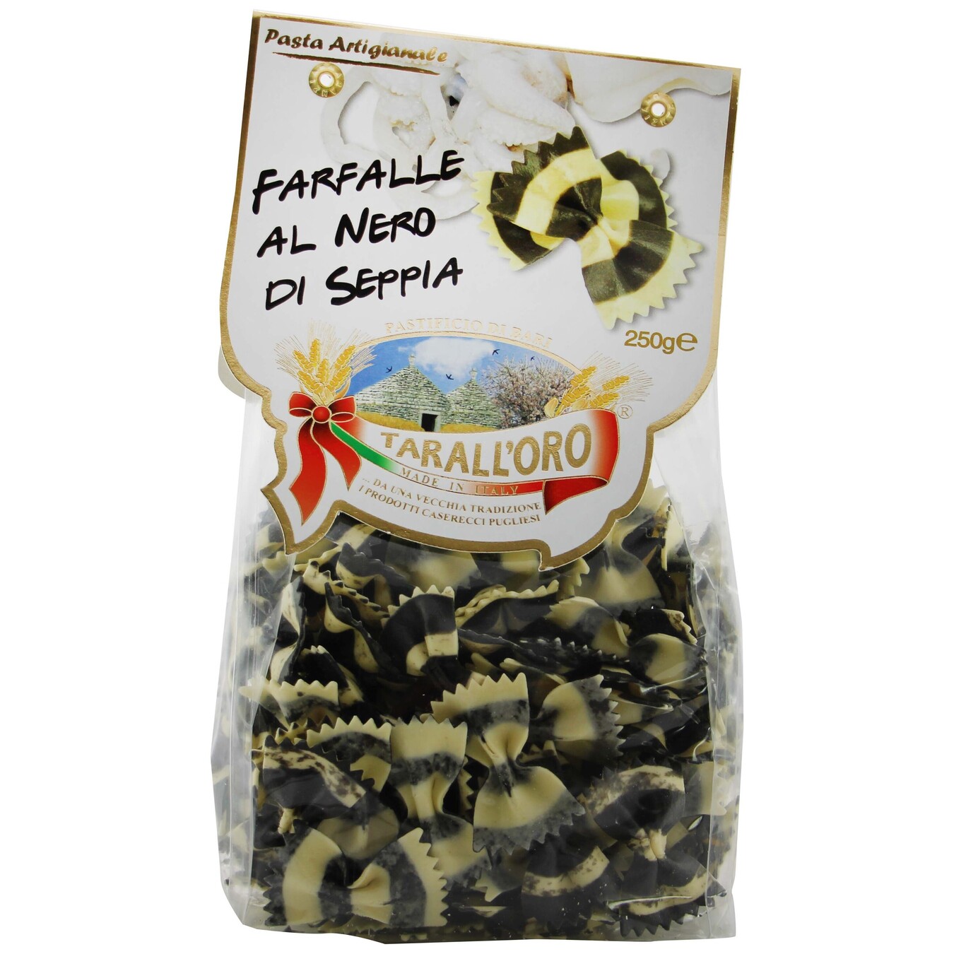 Макароны Tarall`oro Farfalle с чернилами каракатицы 250г