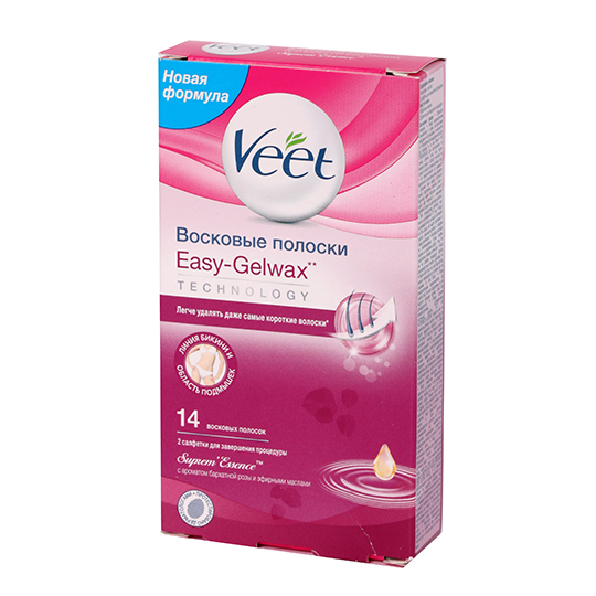 Veet Wax for depilation with essential oils with reusable strips 12pcs 250ml