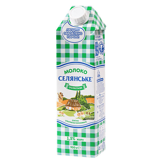 Молоко Селянське Особливе ультрапастеризоване 1,5% 950г