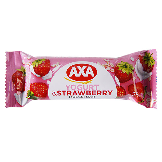 Батончик AXA зерновий йогурт з полуницею 25г
