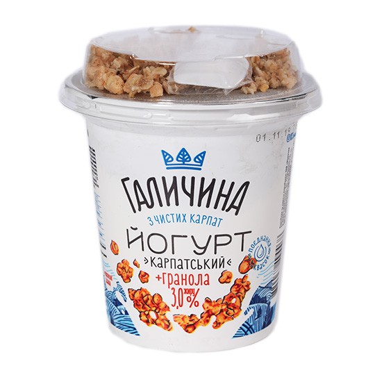 Йогурт Галичина Карпатский без сахара + Гранола 3% 275г