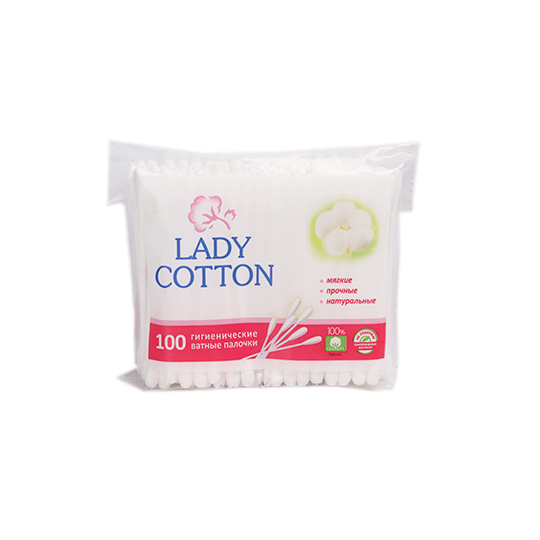 Палочки ватные Lady Cotton в полиэтиленовом пакете 100шт.