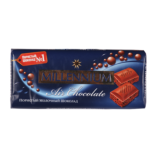Шоколад Millennium Premium молочний пористий 90г