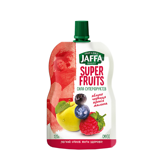Смузі Jaffa Super Fruits з Перетертих яблук, чорниці, аронії та малини 120г