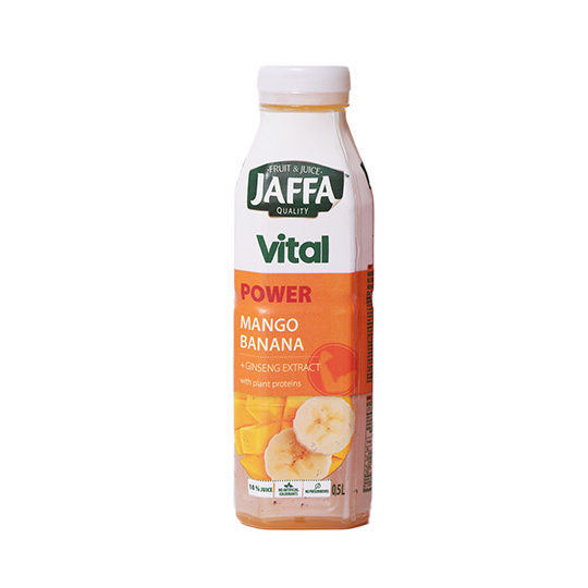 Jaffa Vital Power Mango-Banana Juice-Containing Drink with Ginseng Extract and Plant Proteins 500ml