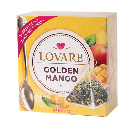 Чай зелений Lovare Golden Mango листовий байховий в пірамідках 2г 15шт