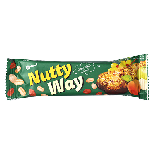 Батончик-мюсли Vale Nutty Way ореховый с фруктами частично глазурированный 40г