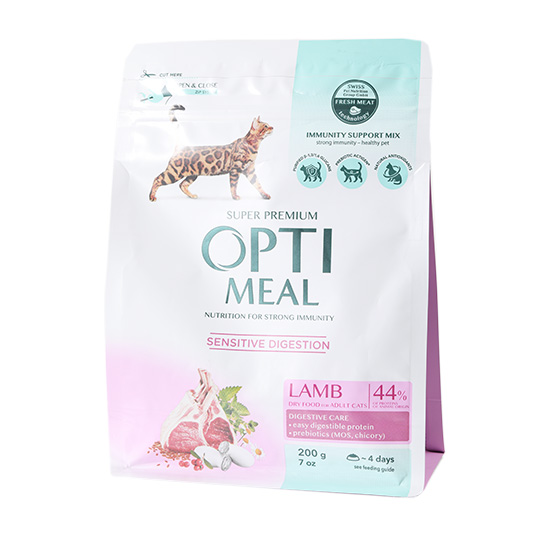 Feed Optimeal lamb sensitive to digestion for cats 
200g