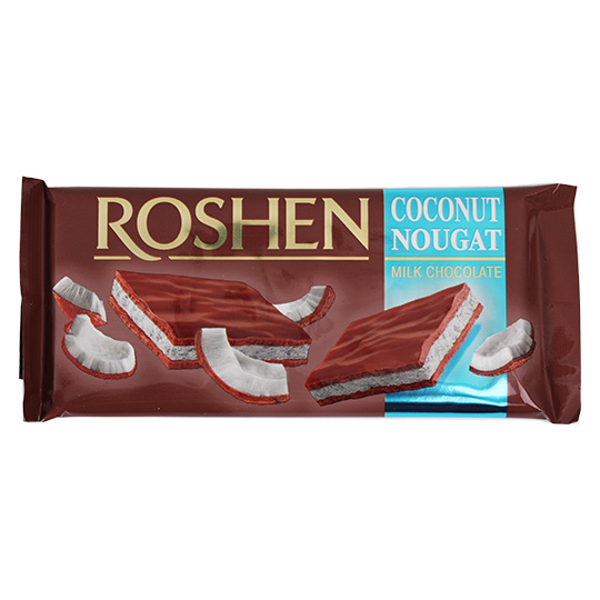 Roshen Milk Chocolate with Coconut Nougat 90g