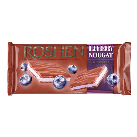Шоколад Roshen молочний з чорничною нугою 90г