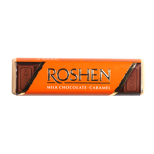 Roshen with caramel milk-chocolate candy bar 40g