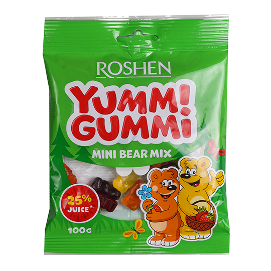 Цукерки Roshen Yummi Gummi Mini Bear Mix желейні 100г