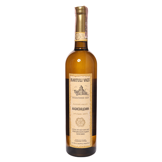 Вино біле Алазанська Долина Картулі Вазі виноградне напівсолодке 10,5% 750мл