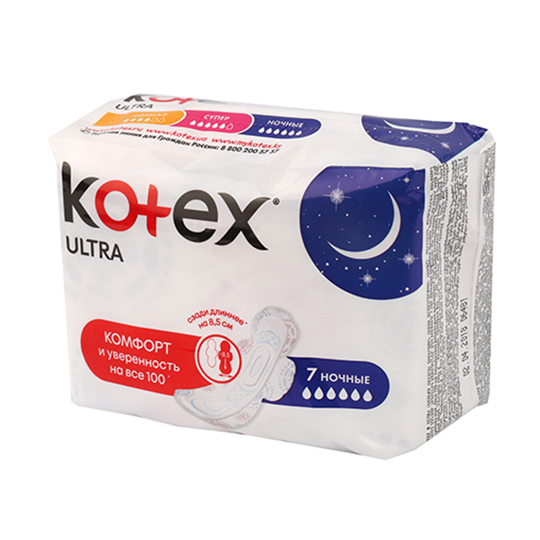 Прокладки Kotex Ultra Night сеточка 6 капель 7шт